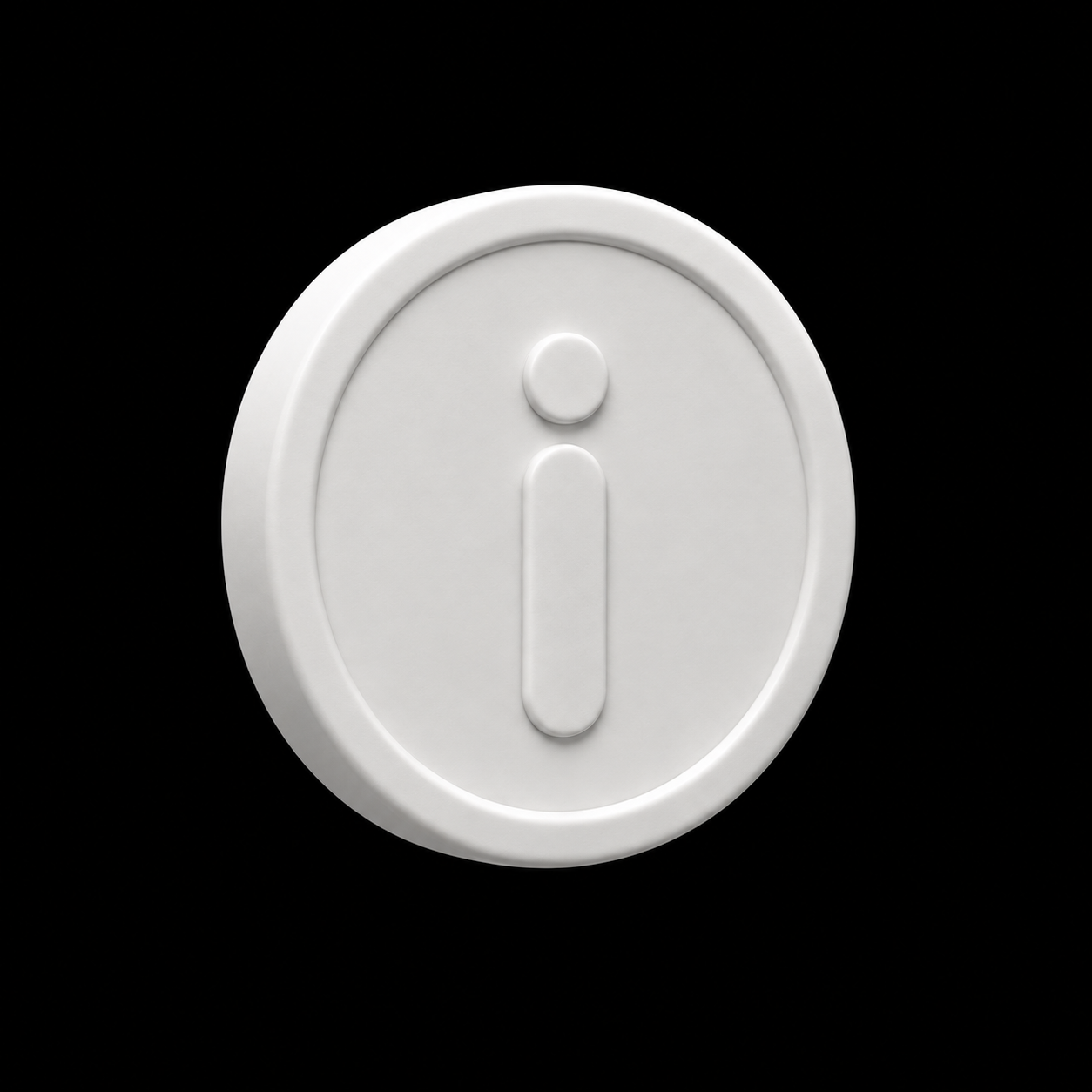 Ceramic White iCoin with a sculpted lowercase i