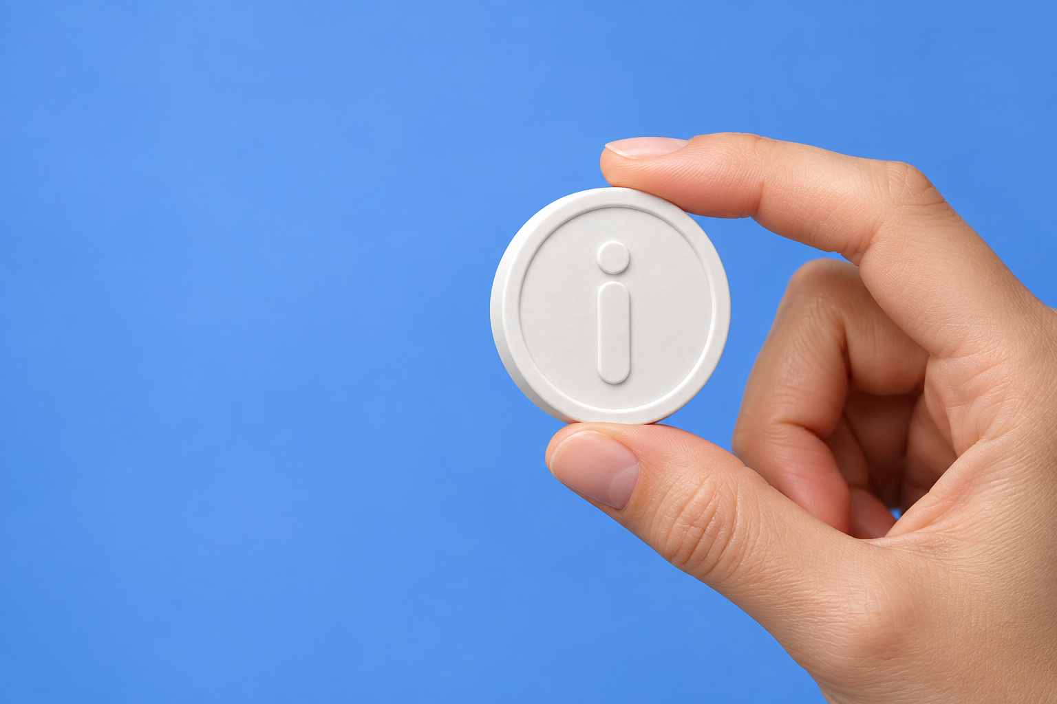 Ceramic White iCoin held against blue
